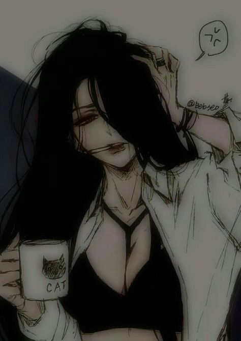 An Anime, Anime Character, Black Hair, A Woman, Books Wattpad, Wattpad, Coffee, Books, Hair