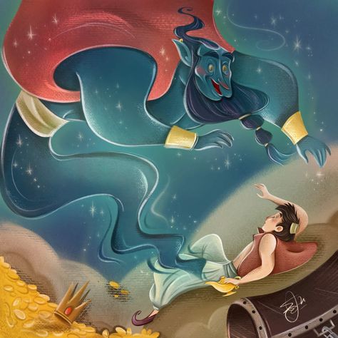 Aladdin on Behance Aladdin Illustration, Aladdin Lamp, Magic Lamp, Disney Addict, Aladdin, Fairy Tale, Fairy Tales, Disney Princess, Disney Characters