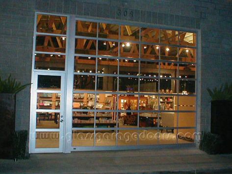 Go to our website to see more glass garage doors and storefront combos in our gallary Garage Boutique, Renovation Facade, Glass Garage, Commercial Garage Doors, Garage Renovation, Glass Garage Door, Barn Renovation, Roll Up Doors, Overhead Door