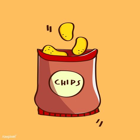 Hand drawn chips in a bag vector | free image by rawpixel.com / nap Chips Drawing, Potato Cartoon, Chip Tattoo, Chips Potato, Crispy Snacks, Chips Chips, Chip Art, Bag Of Chips, Drawn Fish