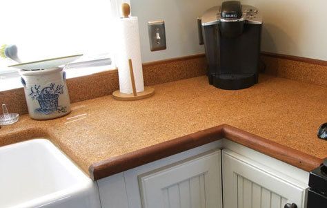 Kitchen Countertop Choices, Cork Kitchen, Ikea Mirror Hack, Ikea Mirror, Ikea Closet, Cork Tiles, Cork Diy, Eco Friendly Kitchen, Kitchen Benches