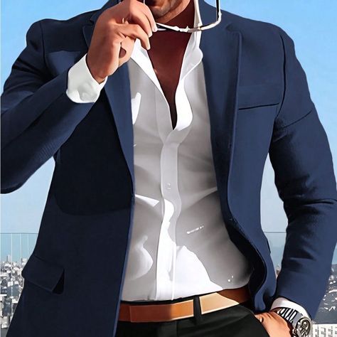 A classic blazer in a relaxed fit, perfect for everyday wear. #blazer #mensfashion https://whispers-in-the-wind.com/category/mens/?mens-clothing-latest-trends Blazer Men Casual, Men's Boutique, Smart Casual Menswear, Mens Wedding Attire, Blue Suit Men, Boutique Suits, Black Wool Blazer, Mens Fashion Business, Mens Suit Jacket