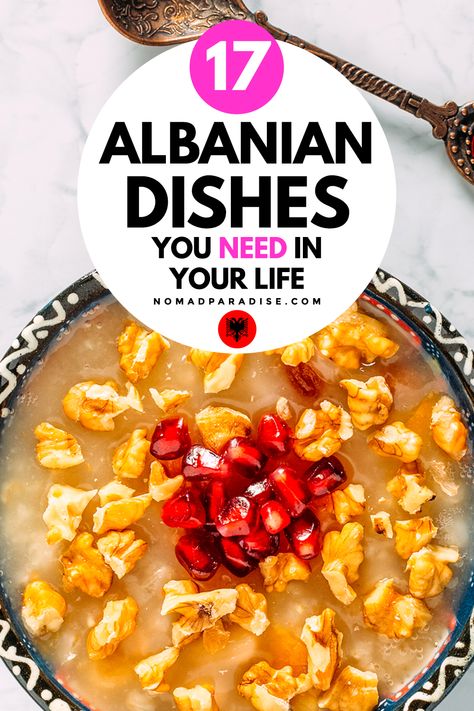 Albania food guide - 23 delicious traditional Recipes. Albanian food recipes | Albanian cuisine | Albanian food traditional | Albanian food dishes | foodie travel Europe. Perfect for foodies who travel. #albanianfood #nomadparadise Traditional Albanian Recipes, Kosovo Recipes, Albania Recipes, Albanian Dishes, Albania Food, International Food Day, Albanian Cuisine, Balkan Culture, Natas Recipe