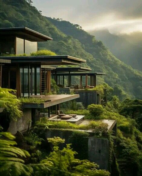 Beach Cliff House, Villa Design Exterior, Nature Mansion, Cliff Homes, Tropical Villa Design, Exterior Mansion, African Houses, Tropical Villa, Architecture Villa