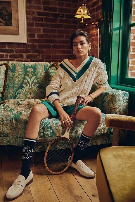 This collection is all about club -port style — with a twist. @bananarepublic #ad Apparel Photography, Cricket Sweater, Country Club Style, Super Chunky Knit, Tennis Aesthetic, Varsity Sweater, Outfits For Men, Black Man, Inspired Outfits