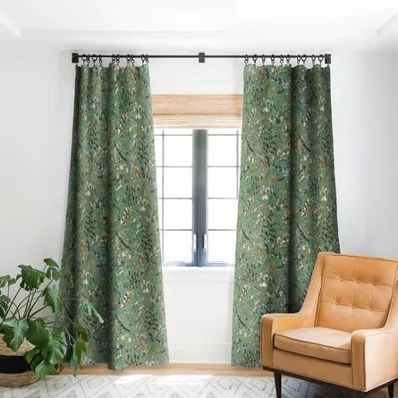 East Urban Home Ninola Botanical Plants Bio Floral Room Darkening Rod Pocket Single Curtain Panel | Wayfair Floral Room, Green Curtains, Darkening Curtains, Room Darkening Curtains, Blackout Windows, Deny Designs, Room Darkening, Window Curtain, Blackout Curtains