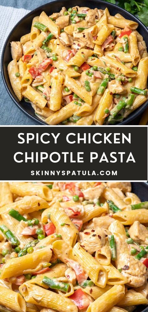 Spicy Chicken Chipotle Pasta Cheesy Chipotle Chicken Pasta Crockpot, Chipotle Chicken Alfredo Pasta, Cheesecake Factory Spicy Chipotle Pasta, Chipotle Chicken Pasta Recipe, Cheesy Chipotle Chicken Pasta, Chipotle Dinner Recipes, Pulled Chicken Pasta Recipes, Chipotle Monterey Jack Chicken Sausage, Crockpot Spicy Chicken Recipes