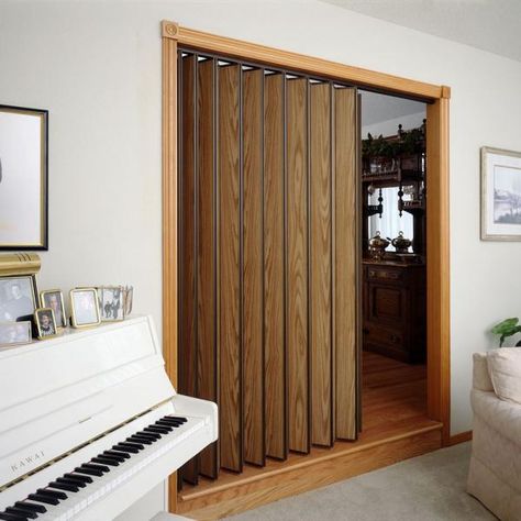 Doors For Tight Spaces, Accordian Door, Accordion Folding Doors, Accordion Door, Accordion Doors, Wood Interior Doors, Rustic Living Room Furniture, Divider Design, Window Grill Design