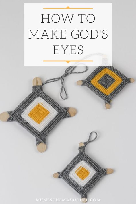 How to make God's Eyes/Ojo de Dios - Mum In The Madhouse God's Eye Craft How To Make, Eye Printable, God Eye, God's Eye Craft, God's Eyes, Yarns Ornaments, Yarn Crafts For Kids, Easy Yarn Crafts, Gods Eye