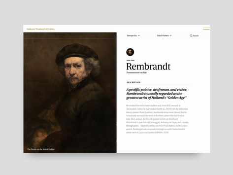 rembrandt artist profile by Christopher Reath #Design Popular #Dribbble #shots Artist Profile Layout, Reath Design, Cv Website, Red Veil, Profile Website, Website Design Inspiration Layout, Page Layout Design, Art Web, Grafic Design