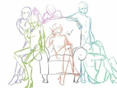 Harem Drawing Base, Harem Reference Pose, Sibling Art Base, 8 Person Pose Reference, Drawing Base Multiple People, Sitting In Chair References, Draw My Squad 2 People, 7 Person Group Pose Drawing, On Floor Drawing Reference