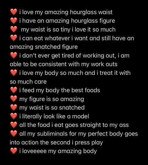 Self Concept Affirmations Aesthetic, Desired Body Affs, Wl Affirmations, Physical Affirmations, Hair Affirmations, Body Affirmations, Me Affirmations, Assumption Quotes, Desired Body