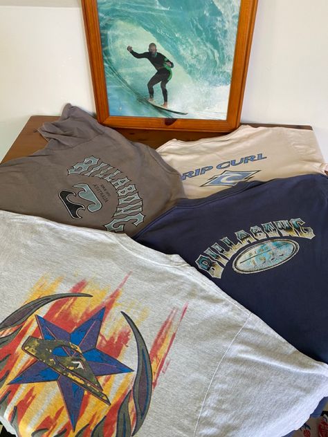 1990s billabong rip curl and quiksilver vintage tees from recycled surfwear Billabong Outfits, Margaret River Western Australia, Surf Clothes, Vintage Surfwear, 23 Summer, Vintage Quiksilver, Margaret River, Shirt Design Inspiration, Vintage Surf