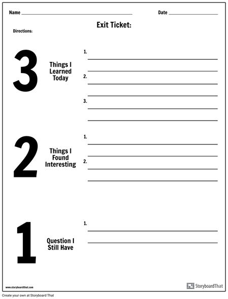 Exit Ticket - 3-2-1 Exit Ticket Questions, Exit Tickets Template, Exit Slip, Middle School Classroom Decor, Elementary Physical Education, Exit Slips, Student Reflection, Teaching Secondary, World History Lessons