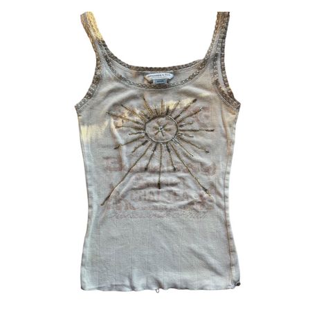 Chai Tea tank top with beading Brand:Abercrombie and... - Depop 90s Tank Top, Hippie Tank Tops, Funky Clothes, Pinterest Wardrobe, Shirt Drawing, Funky Outfits, Chai Tea, Summer Inspiration, One Piece Dress