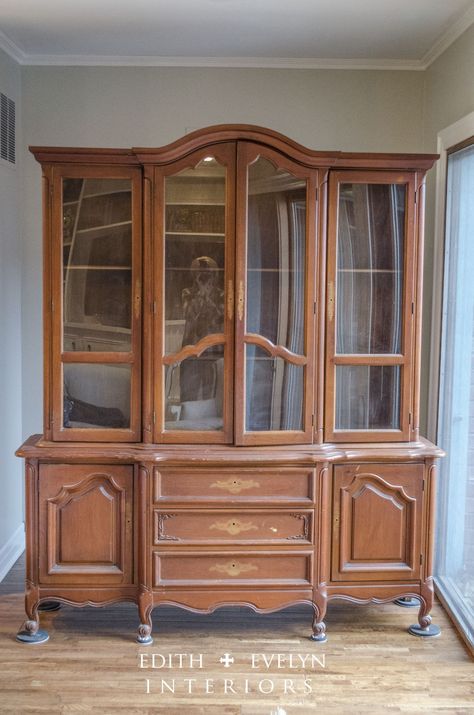 Painted China Cabinet Ideas, Refinished China Cabinet, French Provincial China Cabinet, Richmond House, Paint Magic, China Cabinet Redo, Furniture Remodel, Fancy Furniture, China Cabinet Makeover