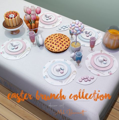 Sims 4 Easter, Easter Brunch Decor, Easter Brunch Decorations, Charlotte Cake, Sims 4 Cheats, Sims 4 Kitchen, Brunch Decor, Sims 4 Game Mods, Sims House Design