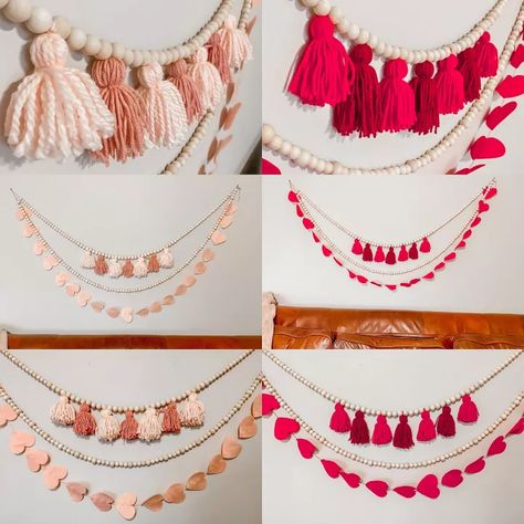 3 Cute and Simple Valentine’s Day Garlands | Hometalk Valentine Garland, Ribbon Garland, Crafts Videos, Heart Garland, Spruce Up Your Home, Felt Heart, Pom Pom Garland, Tassel Garland, Bead Garland