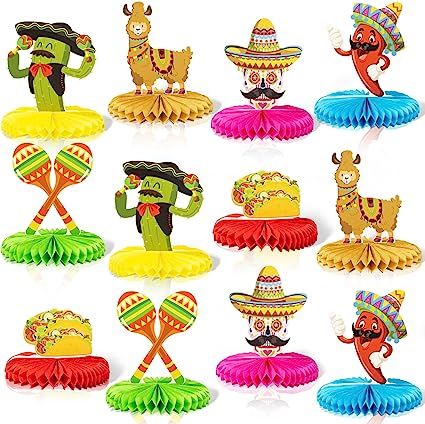 It's time to unleash the fiesta spirit and take your party to the next level with our Mexican party decorations! Dive into a world of vibrant colors, playful patterns, and festive accents that will instantly transform your space. Decorate your walls with traditional papel picado banners, set the table with colorful serape table runners, and hang up charming piñatas for an interactive and delightful experience. Taco Fest, Mexican Fiesta Party Decorations, Kids Party Centerpieces, Honeycomb Table, Fiesta Table, Mexican Theme Party, Taco Twosday, Mexican Fiesta Party, Fiesta Party Decorations