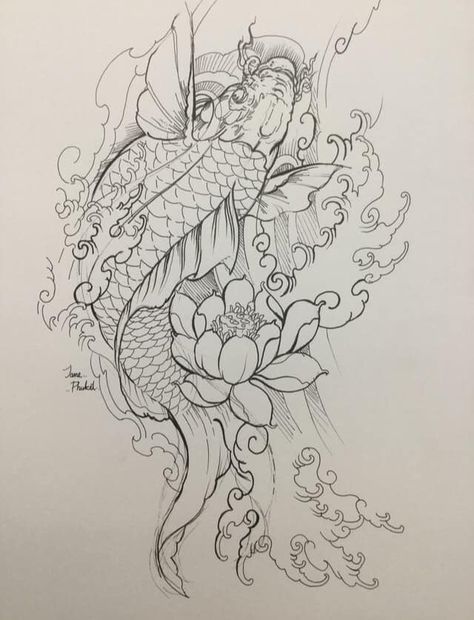 Dragon And Koi Fish Tattoo, Emerson Tattoo, Dragon Koi Fish, Koi Dragon Tattoo, Karp Koi, Koi Dragon, Koi Tattoo Design, Koi Fish Drawing, Tattoo Mini