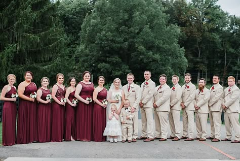 Tan And Burgundy Groomsmen, Tan Burgandy Wedding, Burgundy And Tan Wedding Party, Tan And Maroon Wedding, Tan And Red Wedding, Cabernet Bridal Party, Tan And Burgundy Wedding, Tan Wedding Colors, Tan Groomsmen