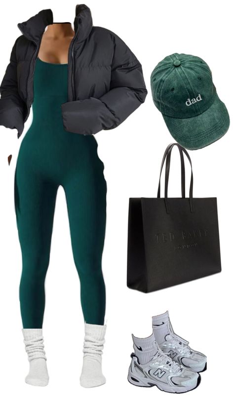 Body hugging jumpsuit/ shein. Jacket/ shein. Dad cap/ shein Shein Jacket, Dad Cap, Running Errands, Jumpsuit, Running