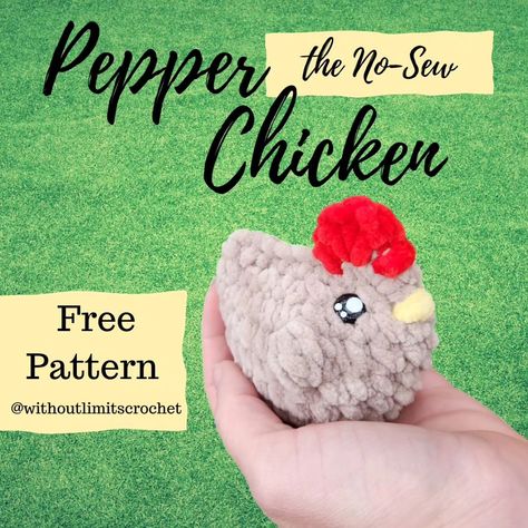 ** FREE PATTERN ** Pepper the No-Sew Chicken Printable PDF available on Etsy. Link in Bio✨️ This little gal works up in 10 minutes… | Instagram Crochet Plush Free Pattern No Sew, Mini Chunky Crochet Patterns, Crochet Mini Chicken Pattern Free, Easy Mini Amigurumi Free Pattern, Chunky Chicken Crochet Pattern Free, Mini Chicken Crochet Pattern Free, Quick No Sew Crochet Patterns, Mini Animal Crochet Free Pattern, No Sew Crochet Amigurumi Free Patterns