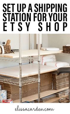 Make a shipping station for your Etsy shop. Organize your shipping supplies for your handmade business. Shipping Station, Starting An Etsy Business, Packing Station, Shipping Supplies, Etsy Business, Craft Business, Handmade Business, Etsy Shipping, Jewelry Business