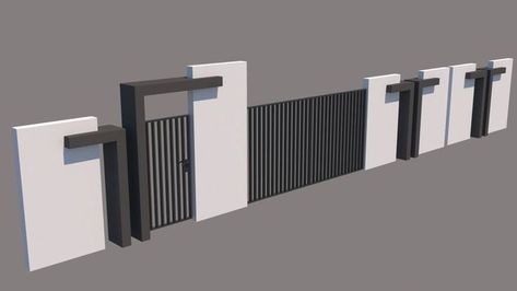 Fence Wall Design, Compound Wall Design, Gate Wall Design, Modern Fence Design, House Fence Design, Small Fence, Fencing Ideas, Brick Fence, Front Gate Design