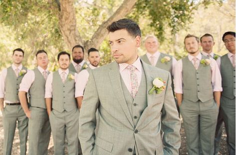 Blush Wedding Groomsmen, Grey Suit Pink Tie, Blush Groomsmen, Pink Groomsmen, Blush Pink Tie, Blush Wedding Theme, Groomsmen Tie, Groomsmen Grey, Grey Suit Wedding