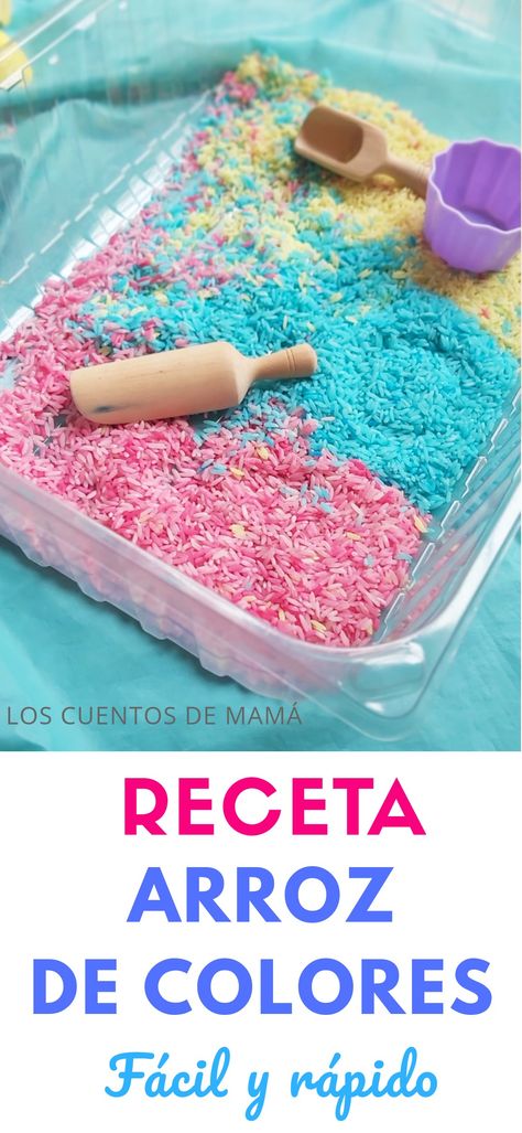 Con este arroz de colores las actividades para niños serán más divertidas y estimulantes. Trasvases, contenedores sensoriales y muchas más posibilidades con esta sencilla propuesta. Hacerlo es muy fácil y no se mancha nada #actividadessensoriales #actividadesparaniños Toddler Learning, Montessori, Sprinkles, Activities For Kids, Diy And Crafts, Preschool, Candy, Color, Pre School