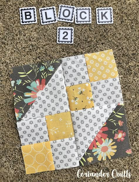 Blockheads Block #2 – Coriander Quilts Quilt Blocks Easy, Quilt Block Patterns Free, Quilt Square Patterns, Scrap Quilt Patterns, Beginner Quilt Patterns, Star Quilt Blocks, Patchwork Quilt Patterns, Quilt Block Tutorial, Quilting For Beginners