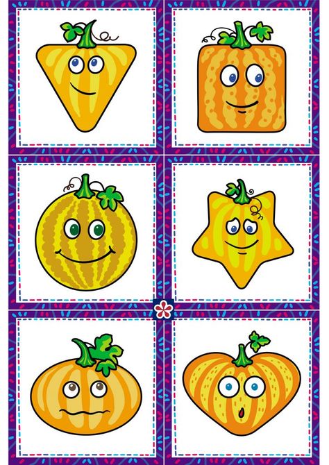 Free Printable Pumpkin Shape, "Memory," Matching Game | TeachersMag.com Pumpkin Shapes Printable, Preschooler Worksheet, Pumpkin Shape Matching, Pumpkin Activities Preschool, Pumpkin Shapes, Shape Matching Game, Fall Crafts For Toddlers, Shapes Printable, Pumpkin Life Cycle