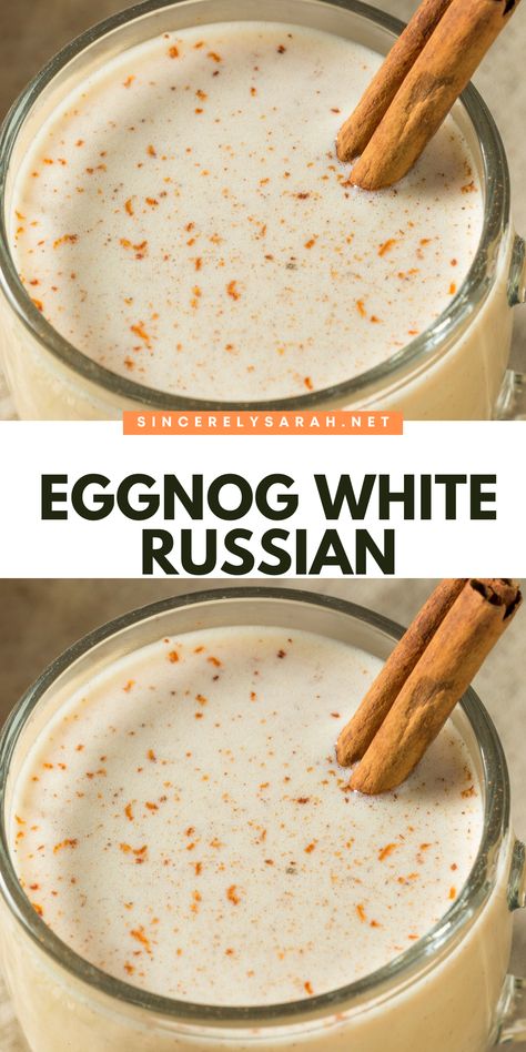 Cheers to the holidays with a twist! 🎄 The Eggnog White Russian is the ultimate holiday cocktail, bringing together the warmth of eggnog and the smoothness of a White Russian. This creamy, delicious drink is perfect for toasting by the fire or serving at your next holiday party. Elevate your festive celebrations with this must-try Eggnog White Russian that will have everyone asking for the recipe! Eggnog White Russian, Fall Cocktails Easy, Mint Chocolate Chip Cupcakes, Classic Eggnog, Creamy Eggnog, Hot Chocolate Cocktail, Cocktail Cupcakes, White Russian Cocktail, Spiked Hot Chocolate