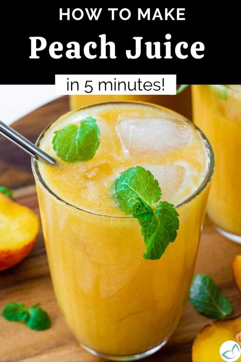 Peach Juice Recipes, Vegan Cocktails, Fresh Juice Recipes, Vegan Drinks Recipes, Vegan Peach, Plant Based Recipes Breakfast, Peach Recipes, Peach Nectar, Homemade Juice