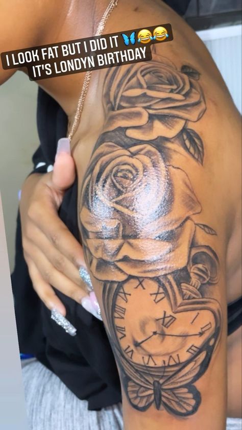 First Time Tattoo Ideas Black Woman, Outside Arm Tattoos For Women, Life Isnt About Finding Yourself Tattoo, Cute Sleeve Tattoos For Women Black, Start Of Sleeve Tattoo Ideas Women, Female Sleeve Tattoo Black Women Meaningful, Thigh Tattoos On Black Women, Next Tattoos For Women, Black Girls Tattoos Ideas