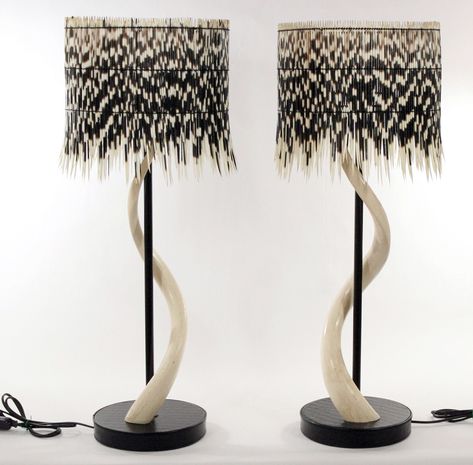 African style lighting│Phases Africal-drum-shade-and-kudu-skeletal-horn-base Large Lamp Shades, Large Lamp Shade, African Furniture, Large Lamp, Zebra Shades, Vintage Buffet, Antler Art, Metal Lamp Shade, Unique Light Fixtures