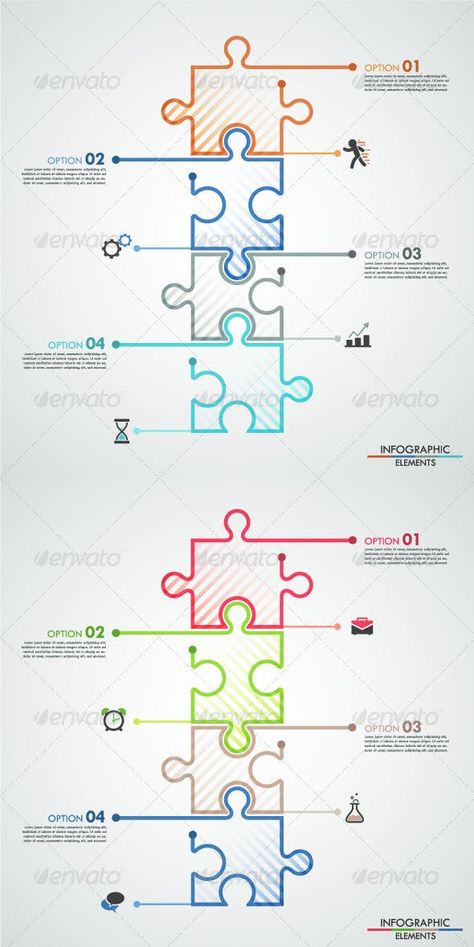 Puzzle Infographic Design, Abstract Presentation Design, Puzzle Graphic Design, Timeline Design Ideas, Modern Infographic Design, Color Infographic, Puzzle Layout, Minimal Infographic, Icon Infographic