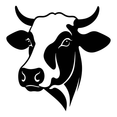 Cow Silhouette Tattoo, Cow Vector Illustration, Cow Logo Design Ideas, Cow Face Drawing, Cow Head Drawing, Cow Head Silhouette, Cow Outline, Bull Head Logo, Cow Icon