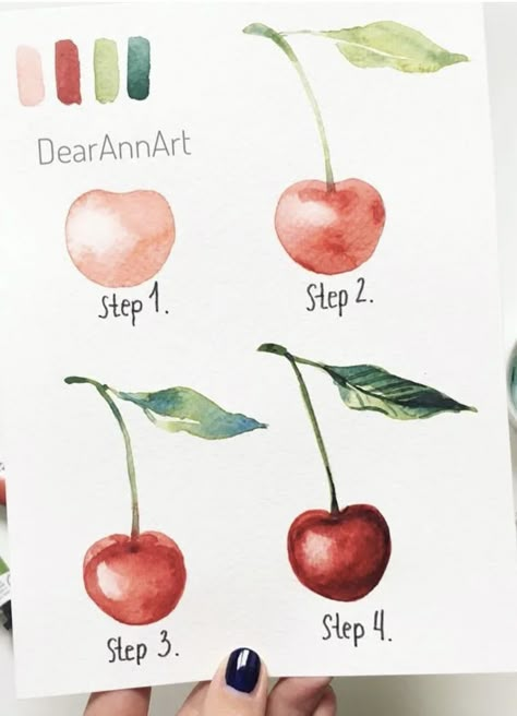 Step By Step Watercolor, Watercolor Paintings For Beginners, Watercolor Fruit, Watercolour Inspiration, Watercolor Paintings Easy, Watercolor Tutorials, Watercolor Painting Techniques, Cat Air, 수채화 그림