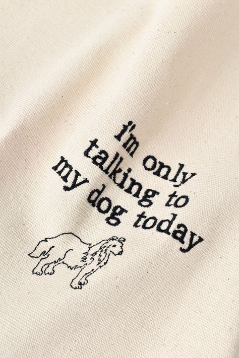 Machine embroidered canvas tote bag in natural color- Made to order Cricut Aesthetic Ideas, Dog Tshirt Design, Dog Tshirt Ideas, Aesthetic Hoodies, Text Tshirt, Merch Design, To My Dog, Dog Branding, Embroidered Tote Bag