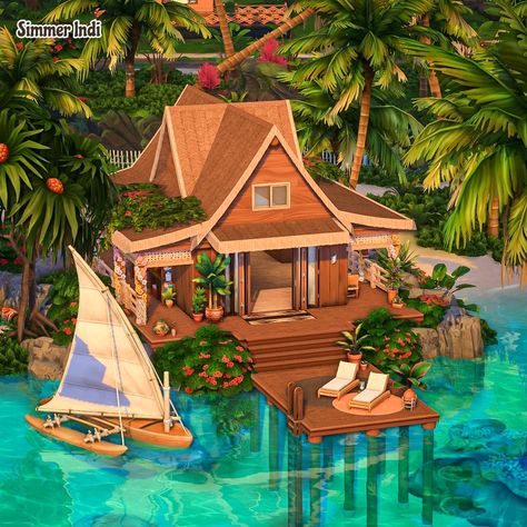 Beach Cabin Plans, Sims 4 Tiny Beach House, Sims 4 Beach House Ideas, Sulani Homes Sims 4 Floor Plan, Sims 4 Small Beach House, Sims 4 Island Living House Layout, Sulani Builds Sims 4, Sulani Beach House Sims 4, Sims 4 Sulani Beach House