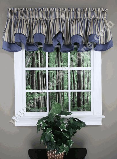 Windsor Valance - Linen - Stylemaster - Kitchen Valances Black And Silver Curtains, Waverly Valances, Curtains Or Shades, Country Kitchen Curtains, Scalloped Valance, Valance Ideas, Waterfall Valance, Lace Valances, Window Toppers