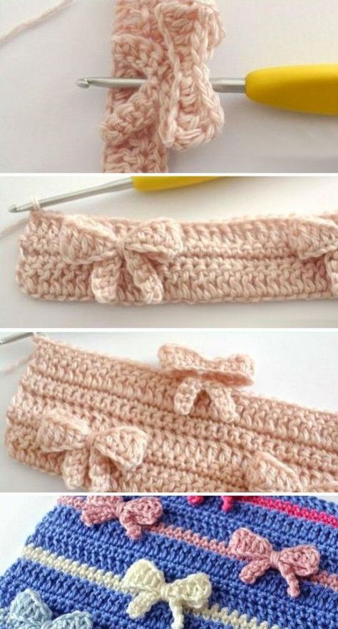 Crochet Bow Stitch - Tutorial | Beautiful Skills - Crochet Knitting Quilting | Bloglovin’ Crochet Bows Free Pattern, Picot Crochet, Crochet Bow Pattern, Crochet Bow, Crochet Stitches Free, Crochet Bows, Bow Pattern, Crochet Motifs, In Between