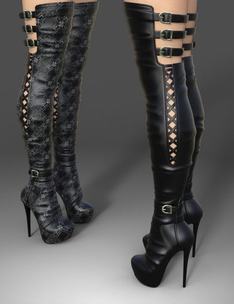 Amelia High Boots for Genesis 3 Female(s) Boots For, Hak Tinggi, Gothic Shoes, High Heeled Boots, Genesis 3, Thigh High Boots Heels, Beautiful Boots, Platform High Heels, Fashion High Heels