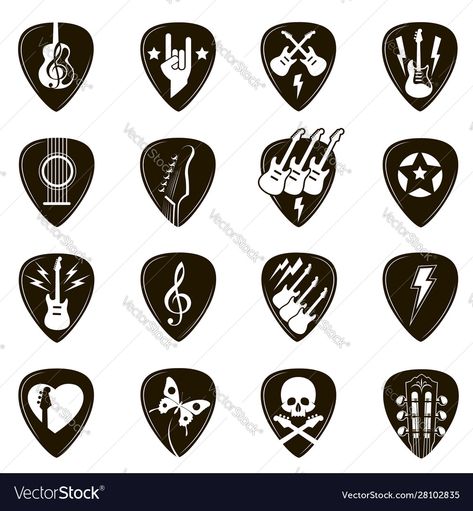 Guitar Pick Design Ideas, Pick Tattoo Guitar, Plectrum Tattoos, Guitar Pick Tattoo Ideas, Guitar Pick Design, Electric Guitar Tattoo Design, Guitar Pick Drawing, Guitar Pick Tattoo, Small Guitar Tattoo