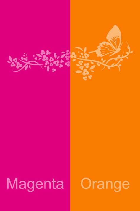 Magenta & Orange Fucsia Color Pallete, 2000s Color Combos, 2000s Color Palette, Orange Combination Color, Magenta Color Combinations, Orange Colour Combination, Magenta And Orange, Orange Color Combinations, Pink Color Combination