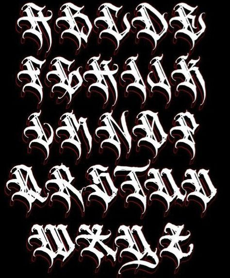 Lettering Fonts Design, Tattoo Lettering Alphabet, Tattoo Fonts Alphabet, Letter Fonts, Graffiti Wildstyle, Lettering Styles Alphabet, Tattoo Lettering Design, Gothic Lettering, Chicano Lettering