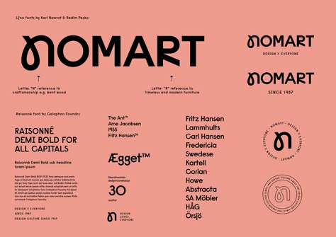 Nomart on Behance Brand Layout, Typographie Logo, Font Inspiration, Arne Jacobsen, Typography Inspiration, Typography Fonts, Brand Guidelines, Adobe Indesign, 로고 디자인