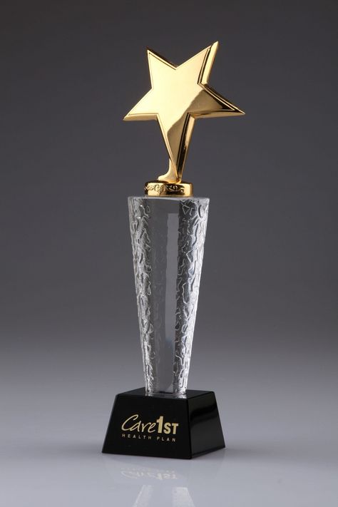 Fancy Gold Star Crystal Awards Wooden Award, Crystal Trophy, Star Trophy, Award Plaques, Award Design, Award Trophy, Plaque Design, Award Ideas, Trophies And Medals